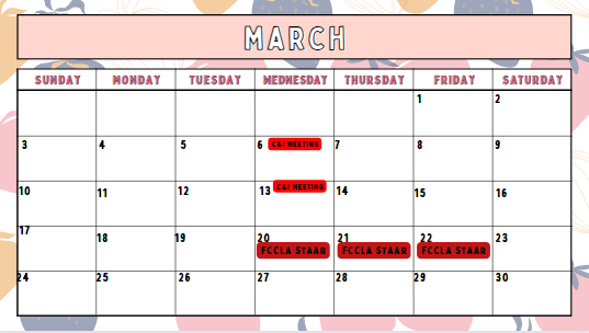 Happening in the month of Mar 2024